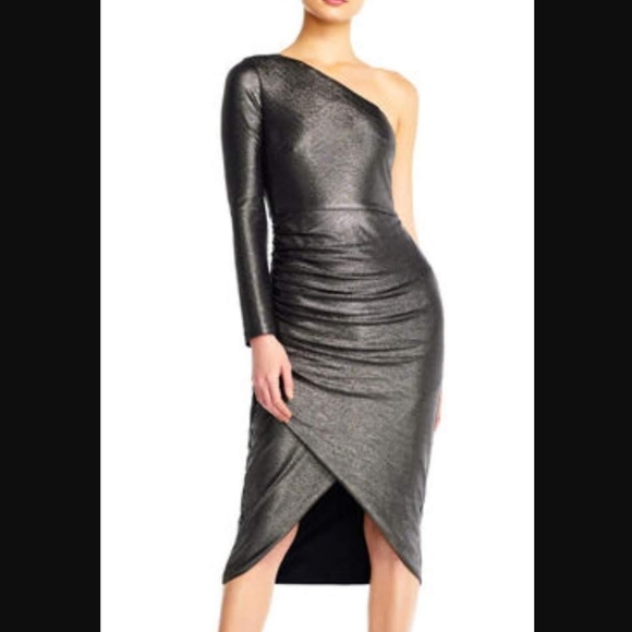 Aidan Mattox Dresses & Skirts - 🔥Aidan Mattox One Shoulder Gunmetal/Black Dress